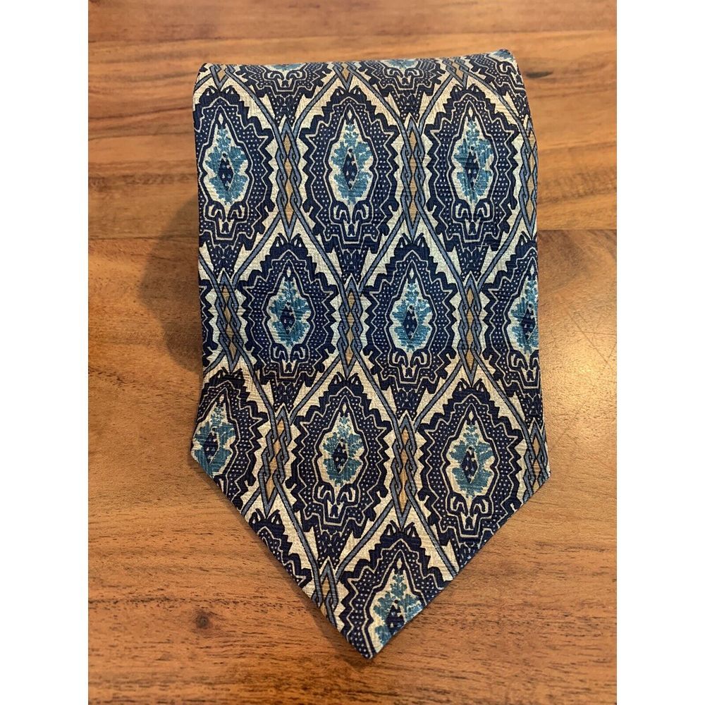 Bachrach 100% Silk Vintage Geometric Brocade Tie Made In USA